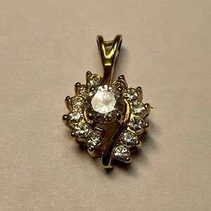 Gold Plated Pendant with clear stones. 7/8 inches long